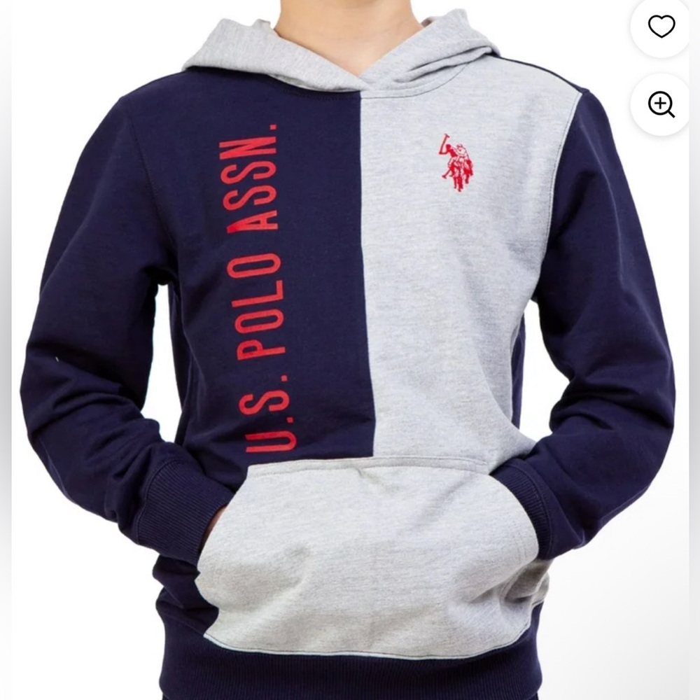 U.S. Polo Assn. Blue and Gray Color Block Hoodie